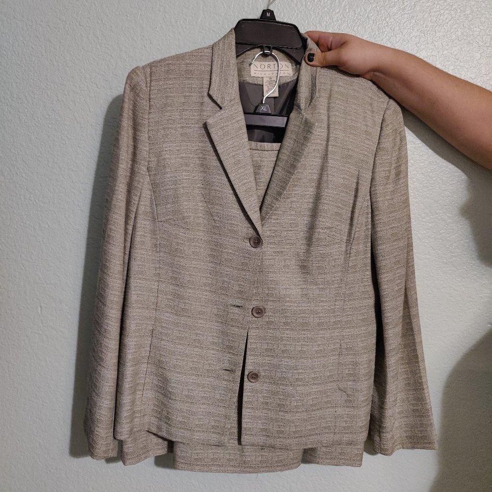 Silver Skirt Suit Set